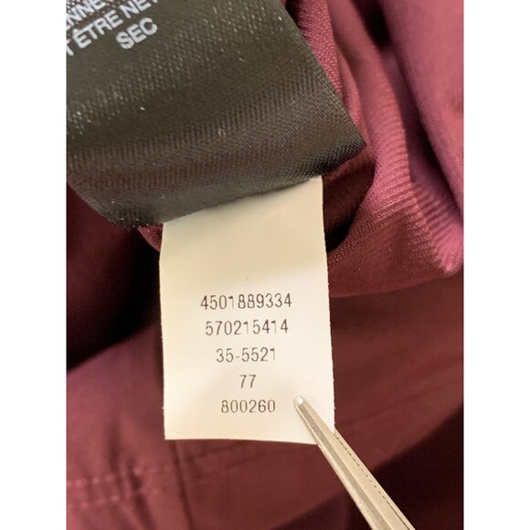 White House Black Market Burgundy Ruffle Sleeve Sheath Dress Size 8 - Picture 9 of 13